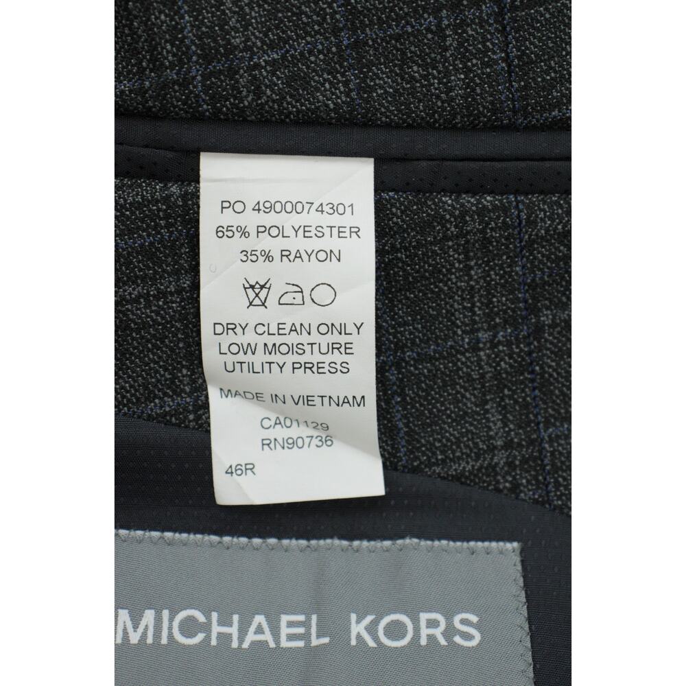 Michael Kors Blazer‎ Mens 46R Gray Plaid 2 Buttons Single Breast Notch Label - Picture 7 of 10
